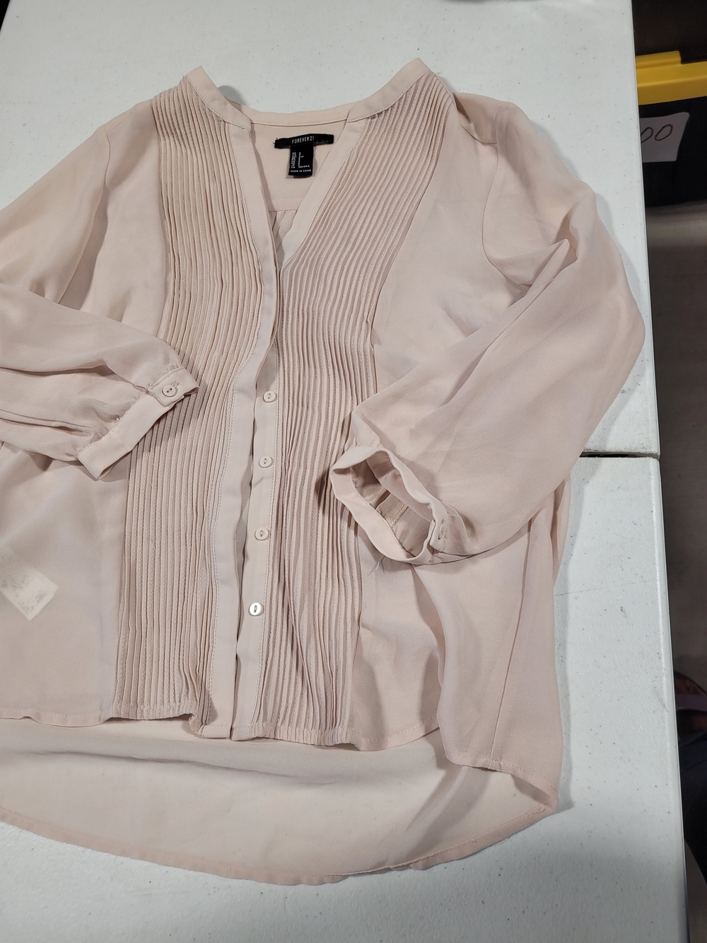 Forever 21 Blush Pintuck Button-Front Blouse
